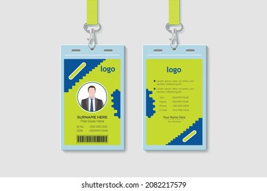 Modern And Creative ID Card Template. Vertical Double-sided Multipurpose For Company Stuff Identity Card Design. Vector Illustration