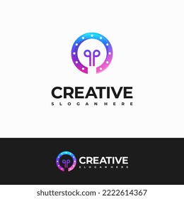 Símbolo de diseño del logotipo de Idea creativa moderna, plantilla del logotipo de Inteligencia bombilla