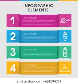 Modern creative infographic template. infographic design with creative icons includes snail, energy drink. can be used for presentation, diagram, annual report, web design.