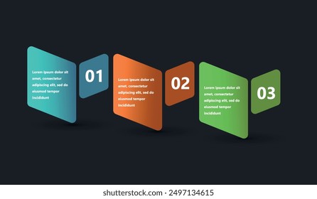 Moderne und kreative Infografiken in Form einer Vektorvorlage. Es werden helle Farben und abstrakte Gestaltungselemente verwendet. Zur Verwendung in Präsentationen, Webdesign und Berichten. Einfach und klar.
