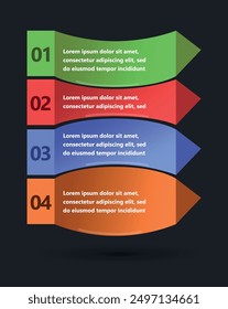 Infografía moderna y creativa realizada en forma de Plantilla de Vector. Se utilizan colores brillantes y Elementos de diseño abstractos. Para uso en presentaciones, Diseños web e informes. Sencillo y claro.
