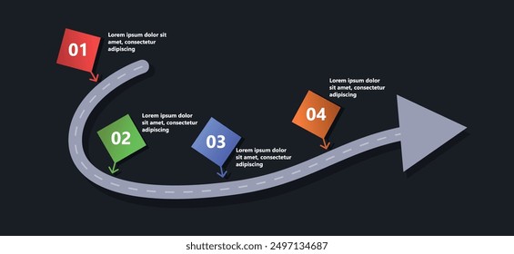 Infografía moderna y creativa realizada en forma de Plantilla de Vector. Se utilizan colores brillantes y Elementos de diseño abstractos. Para uso en presentaciones, Diseños web e informes. Sencillo y claro.