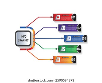 Modern and creative infographics template design and marketing icons can be used for workflow layout, diagram, annual report, web design with 5 options. Vector illustration
