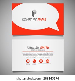 modern creative information design simple business card white and red template vector