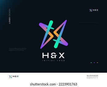 Modern and Creative Initial Letter H and X Logo Design. HX or XH Letter Logo with Colorful Gradient Style. Suitable for Business and Technology Logo