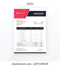 Modern creative invoice template design