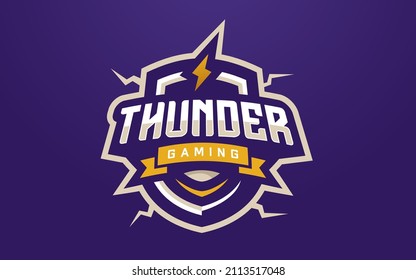 Modern and Creative Isolated Thunder Esports Badge Logo Vector for Gaming Tournament or Sports Team