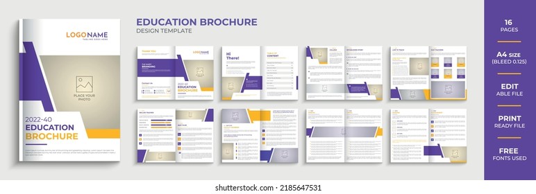 Modern and creative kid education school brochure template design. school, college, and university admission profile brochure layout