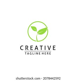 Diseño y plantilla de logotipo creativo y moderno. Icono de hoja de círculo basado en monograma y vectorial.