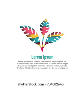 modern creative leaf plant shape with papercut layer design template for logo, banner, book cover, etc