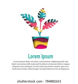 modern creative leaf plant shape with papercut layer design template for logo, banner, book cover, etc