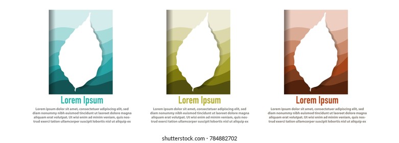 modern creative leaf plant shape with papercut layer design template for logo, banner, book cover, etc