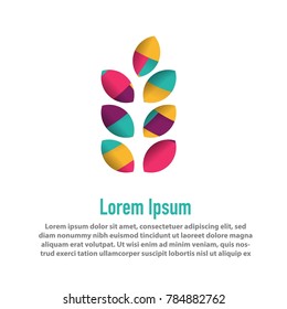 modern creative leaf plant shape with papercut layer design template for logo, banner, book cover, etc