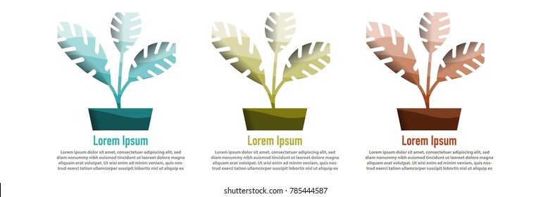 modern creative leaf plant shape with papercut layer design template for logo, banner, book cover, etc