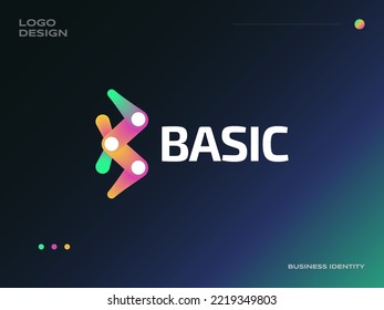 Modern and Creative Letter B Logo Design with Colorful Blend Style. Suitable for Business and Technology Logos