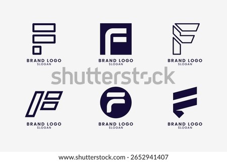 Modern Creative Letter F Logo Design Bundle – Minimalist Monogram Brand Identity Set. Branding Design for Business or Company