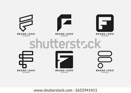 Modern Creative Letter F Logo Design Bundle – Minimalist Monogram Brand Identity Set. Branding Design for Business or Company