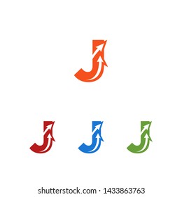 Modern Creative Letter J Logo Icon Symbol Design with Arrows or Two Arrow Template for Business or Company