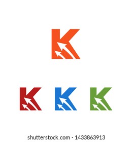 Modern Creative Letter K Logo Icon Symbol Design with Arrows or Two Arrow Template for Business or Company