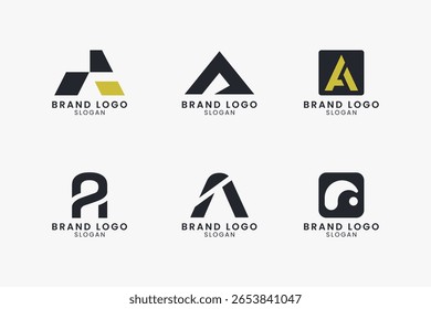 Modern Creative Letter A Logo Design Bundle. Minimalist Monogram Brand Identity Set. Branding Design for Business or Company