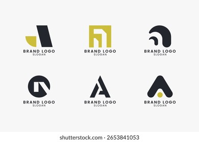 Carta Criativa Moderna Um Pacote De Design De Logotipo. Conjunto Minimalista De Identidade De Marca De Monograma. Design de marca para empresas ou empresas