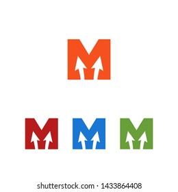 Modern Creative Letter M Logo Icon Symbol Design with Arrows or Two Arrow Template for Business or Company