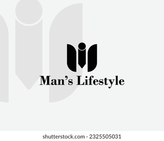 letra creativa moderna con forma de hombre logotipo de la compañía de moda