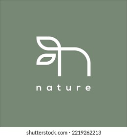 Modern creative letter n design. nature logo vector