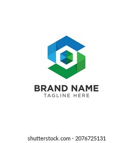 Modern Creative Letter S Logotype. Abstract Hexagon Logo. Creative Dynamic Round Logotype. Connection Symbol.