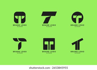 Pacote de design de logotipo moderno Creative Letter T. Conjunto Minimalista De Identidade De Marca De Monograma. Design de marca para empresas ou empresas