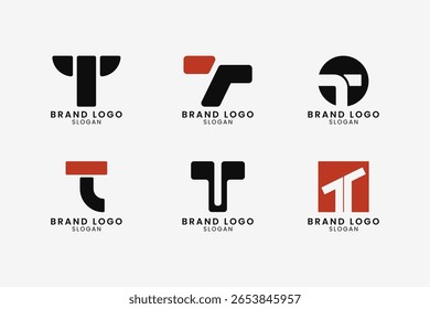 Pacote de design de logotipo moderno Creative Letter T. Conjunto Minimalista De Identidade De Marca De Monograma. Design de marca para empresas ou empresas