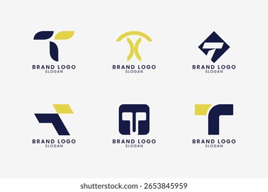 Pacote de design de logotipo moderno Creative Letter T. Conjunto Minimalista De Identidade De Marca De Monograma. Design de marca para empresas ou empresas