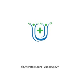 Modern Creative Letter U Cross Plus Medical Healthcare Wellness Logo Design Template Vector.