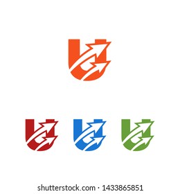 Modern Creative Letter U Logo Icon Symbol Design with Arrows or Two Arrow Template for Business or Company