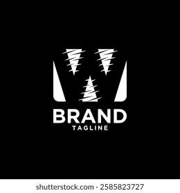 A modern and creative letter "W" logo featuring a negative space drill bit. The design symbolizes precision, strength, and craftsmanship, making it ideal for construction, drilling, and industrial