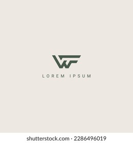 Letra creativa moderna elementos de plantilla de diseño de icono del logotipo WF FW