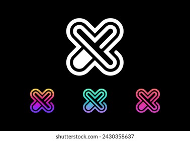 Ilustración vectorial de diseño de logotipo de letra X creativa moderna