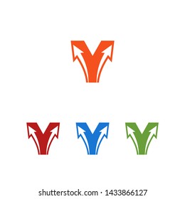 Modern Creative Letter Y Logo Icon Symbol Design with Arrows or Two Arrow Template for Business or Company