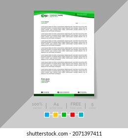modern creative letterhead design. A4 size and unique shape colorful work theme style.