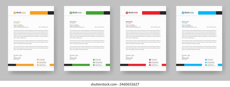 Moderne kreative Briefkopf-Vorlage mit gelber, blauer, grüner und roter Farbgestaltung. Firmenbriefpapier Design, Briefkopf, Briefkopf, Business Briefkopf Design.