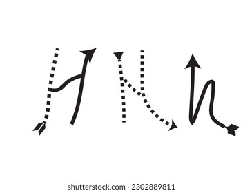 Letras creativas modernas H de las flechas gráficos vectoriales de letras de pincel.