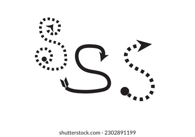 Letras creativas modernas S de flechas gráficos vectoriales de letras de pincel.