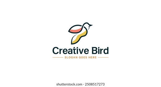 Diseño de logotipo de pájaro minimalista de arte de línea creativa moderna para su negocio