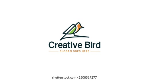 Diseño de logotipo de pájaro minimalista de arte de línea creativa moderna para su negocio