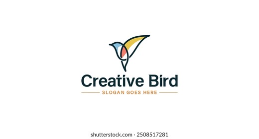 Modern Creative Line Art Minimal Bird Logo Design For Your Business