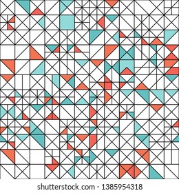 Modern creative line and color seamless pattern. Background with decorative geometric and abstract triangle elements. Vector illustration