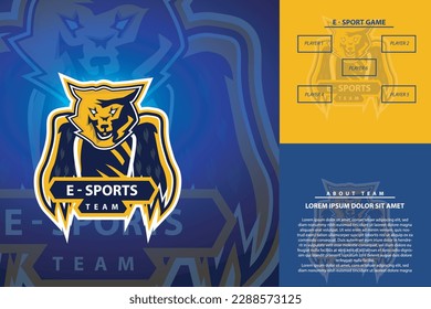 Modern and Creative Lion with wings logo Isolated E sports Tournament Badge Logo Vector for Gaming League or Sports Team vector illustration with mockup presentation