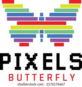 modern Creative logo with colorful pixel butterfly illustration design concept