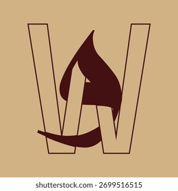 Design de logotipo moderno e criativo combinando a letra inglesa W com a letra árabe de caligrafia Waw (و). Perfeito para uma marca, empresa ou identidade pessoal. Ilustração vetorial.