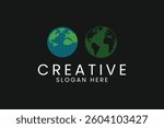 Modern creative logo design featuring two earth icons. Ideal for global business or environmental